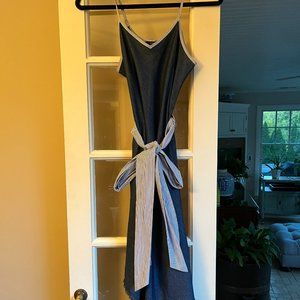 Drew (Anthropologie) Jean Dress with Frayed Bottom and Striped Belt